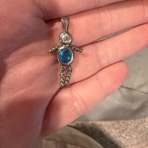Silver 925 NF Blue Pendant Boy December Birthstone Vintage pendant charm